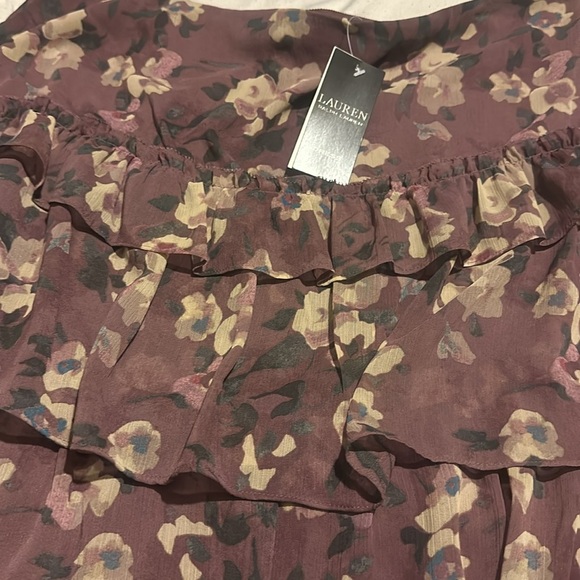 NWT Lauren Ralph Lauren Floral Crinkle Georgette Tiered Skirt - Picture 15 of 16